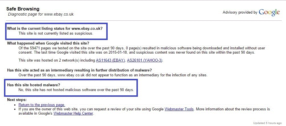 Use the Google Safebrowse tool