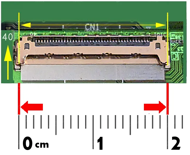 40 pin 0.4mm laptop screen connector pitch close-up