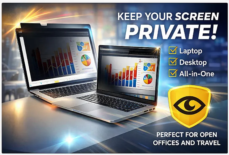 Laptop and monitor privacy screen filter side viewing protection diagram