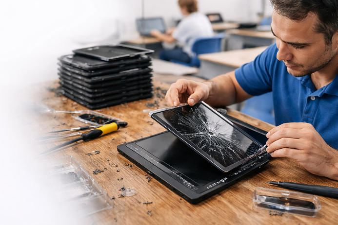 Chromebook screen repair in school IT department